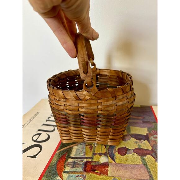 Primitive Antique Basket | Cottagecore Basket |1930's Basket, Signed - Picture 4 of 7